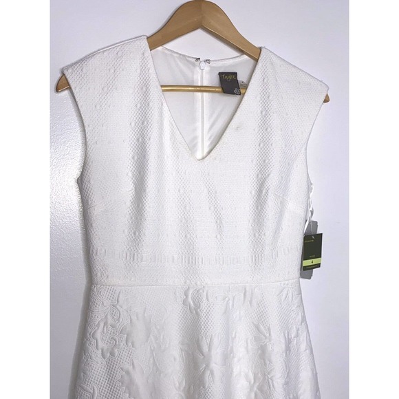 NWT Taylor Cream Color Embossed Flare Dress Size 4 ~ - Picture 3 of 6